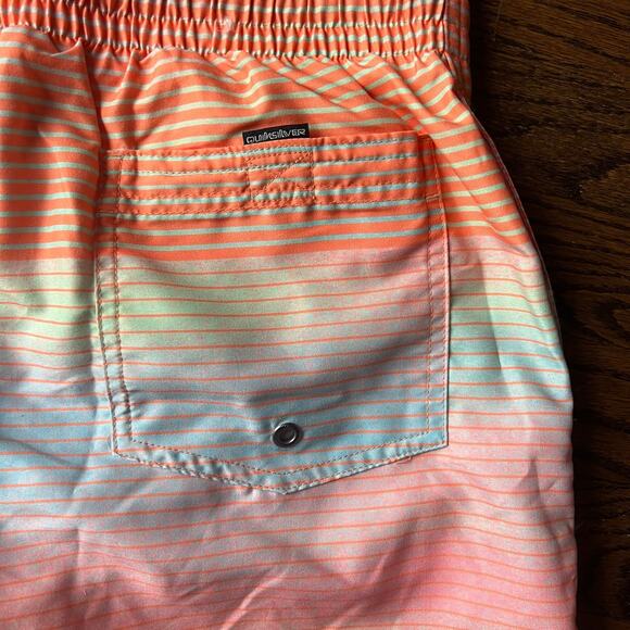 New Quiksilver Boy's Orange Sunset Ombre Swim Trunks Bottoms - Large 14 - 16 - Picture 2 of 4